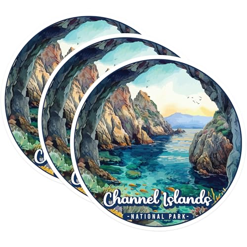 (3 Pack) Channel Islands Decals - National Park Decal - Island Laptop Decal - 3 Inches On Longest Side - Easy Peel & Apply - Made in USA - 3MCS0496