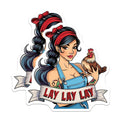 (2 Pack) Lay Lay Lay Magnets - Chicken Lady Pinup Style - Farmhouse Kitchen Decor - Funny Hen Rooster - Country Farm Life Keeper - 5" - Thick Durable Magnet - Made in USA - MAG39151