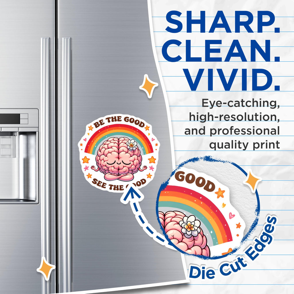 (2 Pack) Be The Good See The Good Magnets - Rainbow Brain Illustration - Positive Affirmation Decor for Home and Office - 5" On Longest Side - for Cars, Fridges, Toolboxes - Made in USA - MAG8249