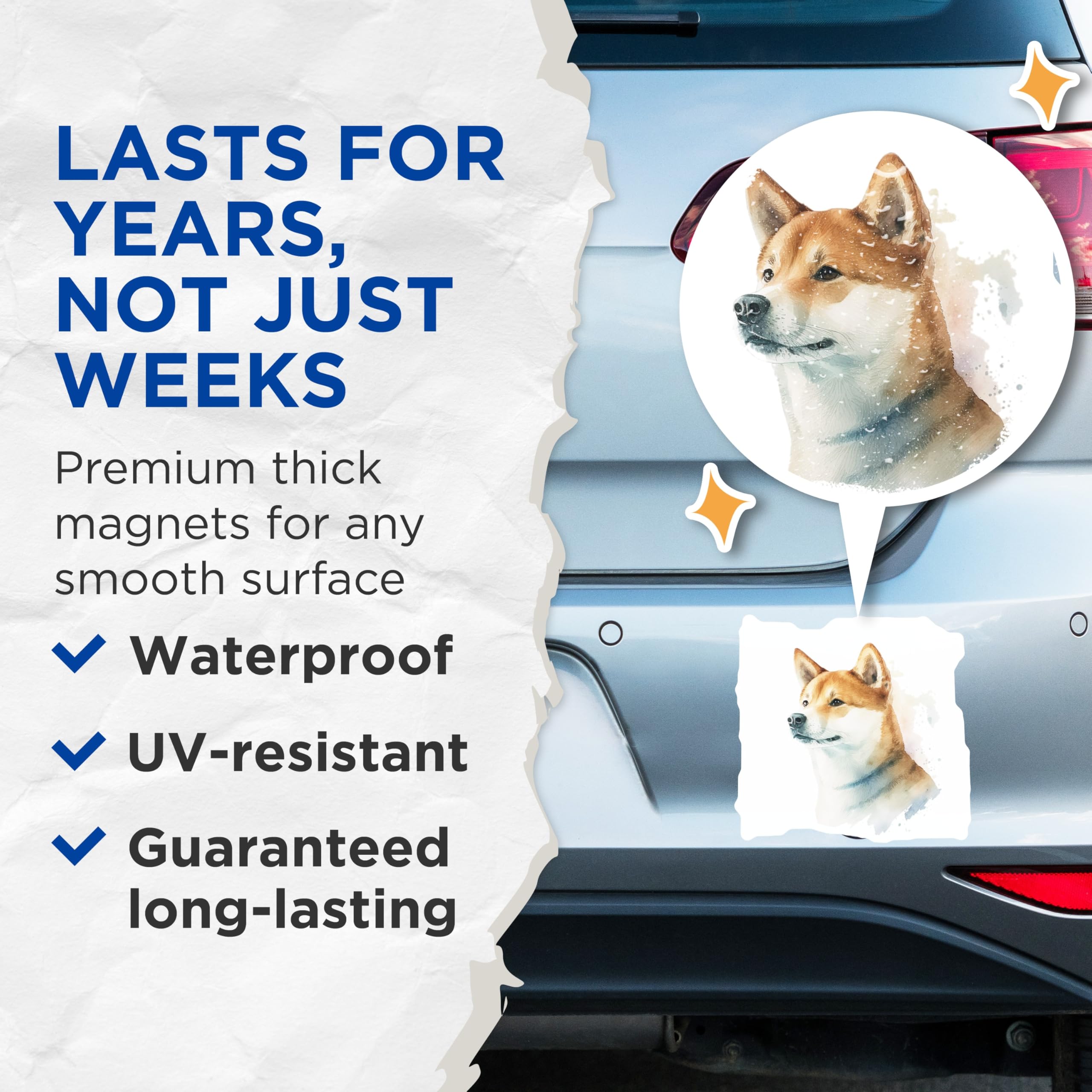 (2 Pack) Shiba Inu Magnets - Dog Lover Gifts - Watercolor Pet Art - 5" On Longest Side - Premium Magnet - for Cars, Refrigerators, Toolboxes, Lockers - Made in USA - MAG14480
