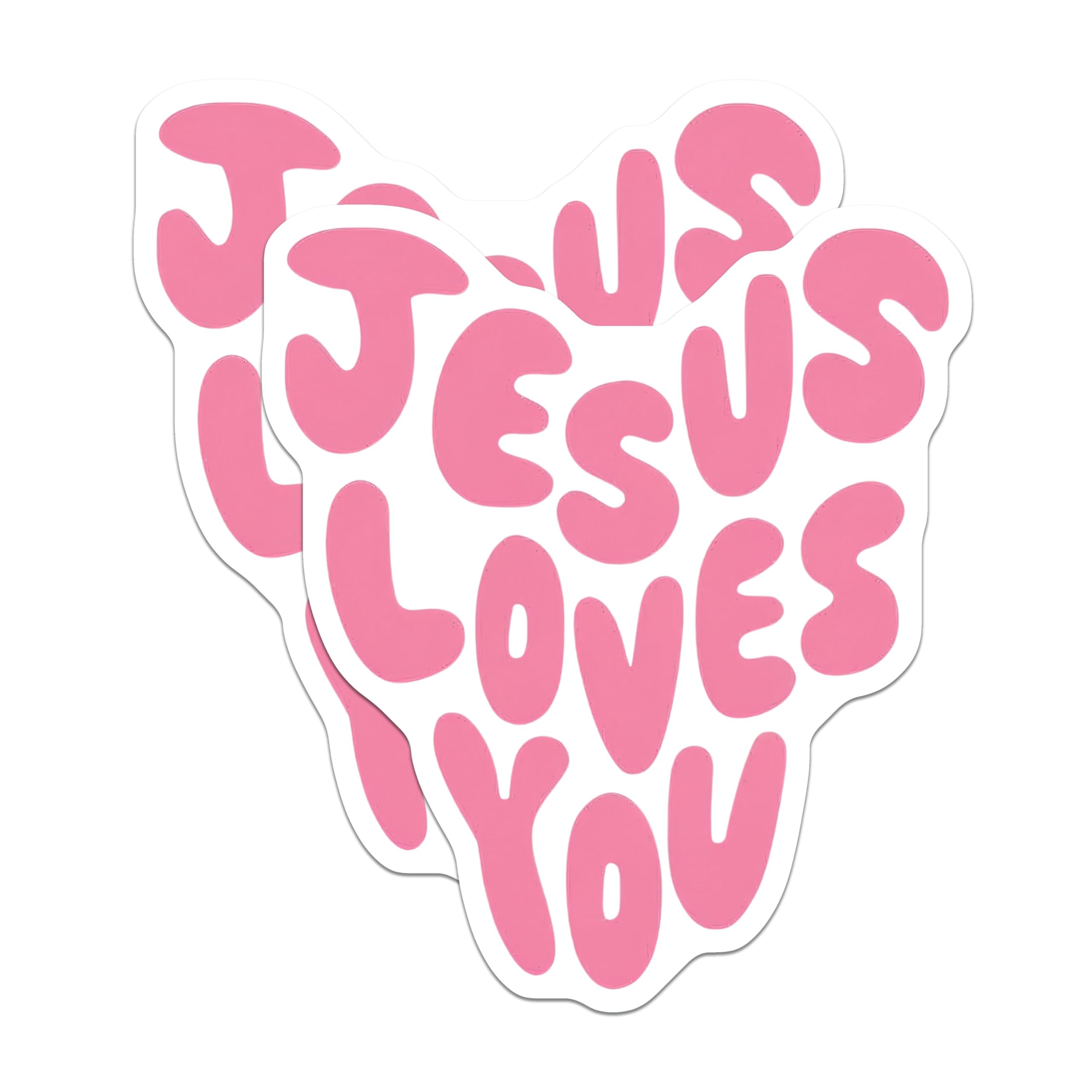 (2 Pack) Jesus Loves You Magnets - Christian Faith Decor - Inspirational Affirmation for Believers - Pink Y2K Aesthetic - 5 Inches On Longest Side - Thick Durable Magnet - Made in USA - MAG29408