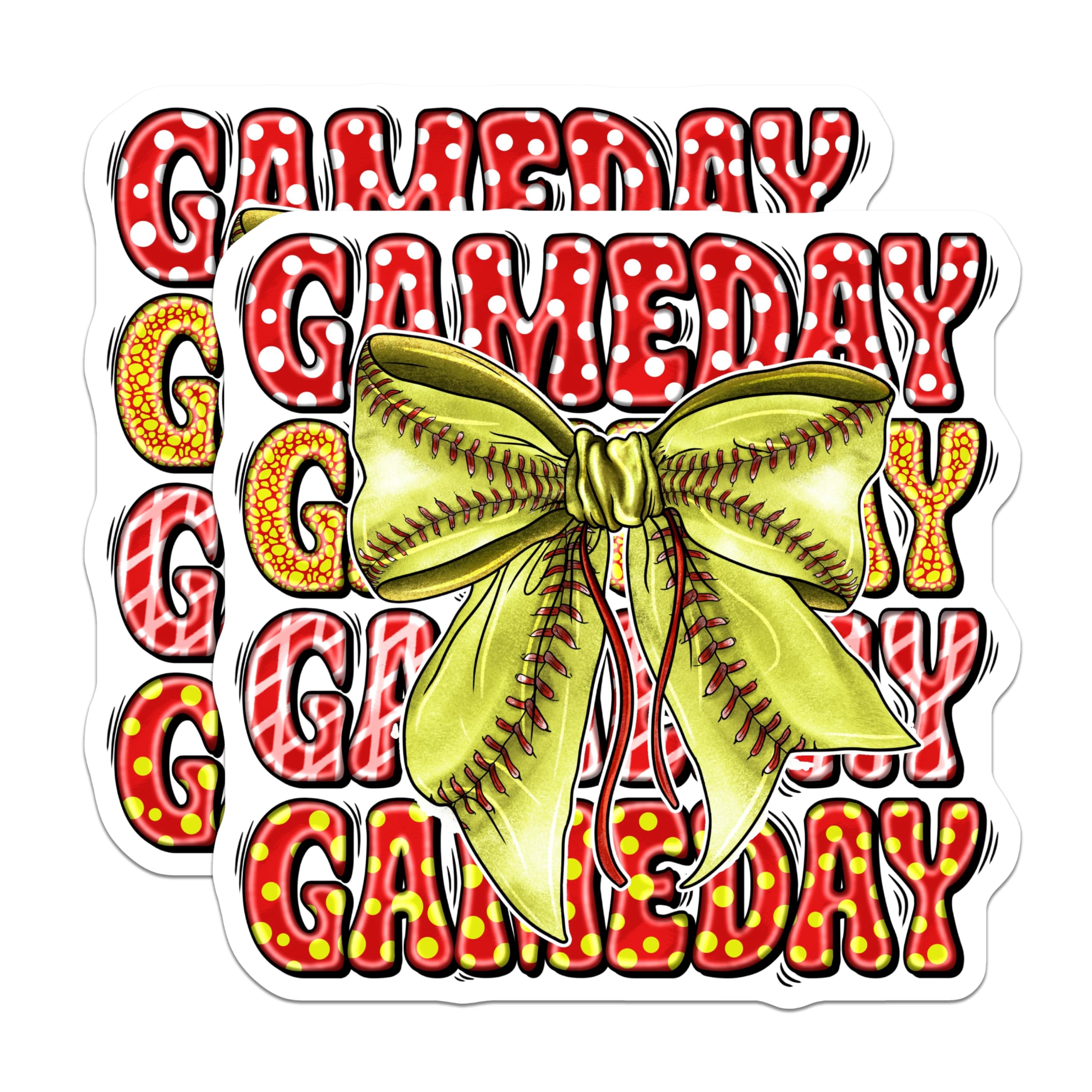 (2 Pack) Softball Gameday Magnets - Softball Mom Accessories - Team Sports Fan Decor Player Coach - 5 Inches On Longest Side - Thick Durable Magnet - Made in USA - MAG28861