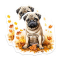 (2 Pack) Pug Dog Magnets - Autumn Fall Decor - Pet Lover Fridge Art - 5 Inches On Longest Side - Thick Durable Magnet - Made in USA - MAG26872