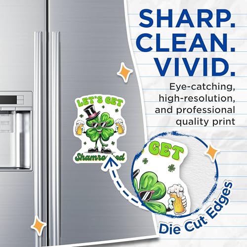 (2 Pack) Let's Get Shamrocked Magnets Magnets - Funny St Patrick's Day Decor - Cute Clover Leaf with Beer - 5" On Longest Side - Made in USA - Sticks to Refrigerators & Metal Surfaces - MAG8410