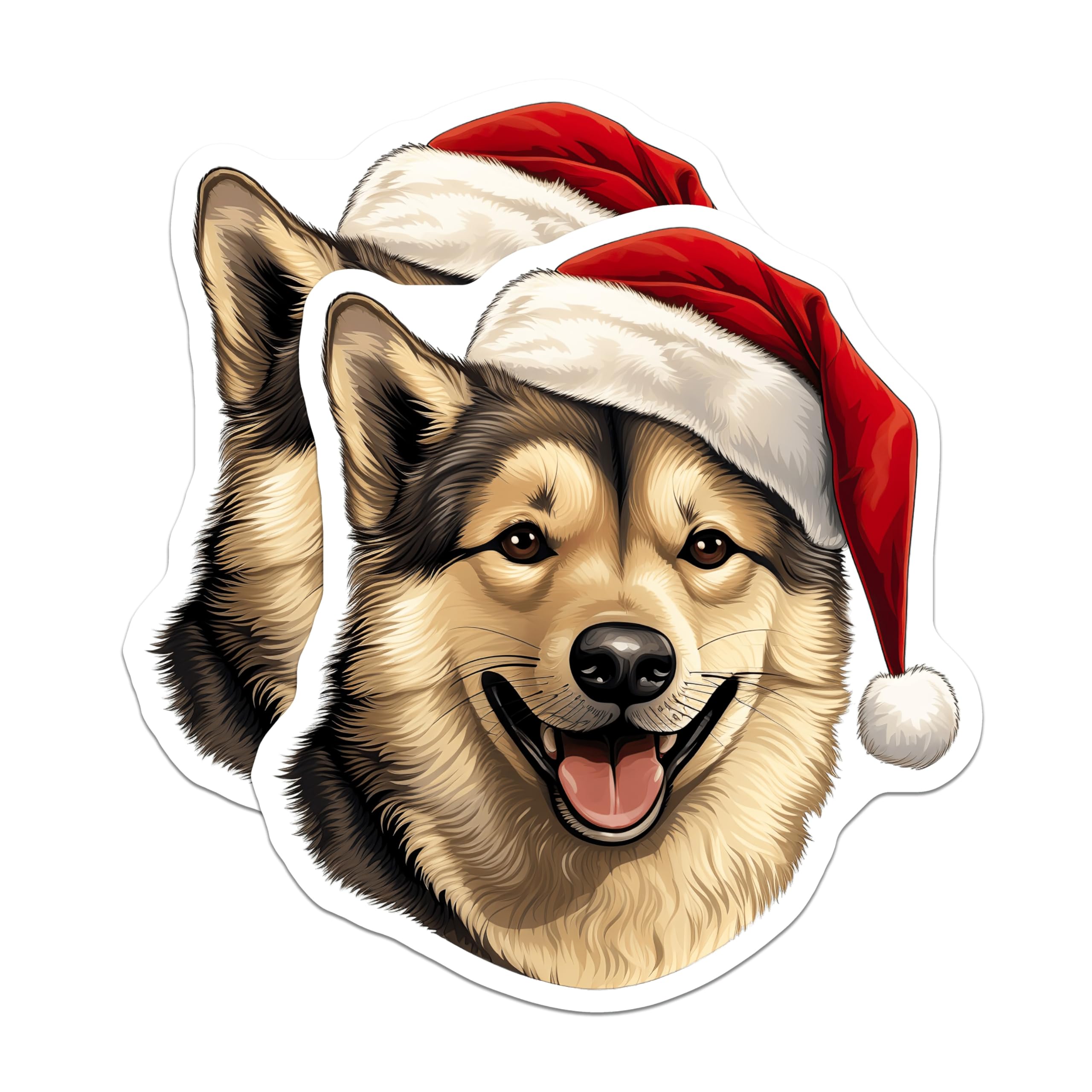 (2 Pack) Santa Dog Magnets - Christmas Pet Decor - Holiday Husky Lover - 5 Inches On Longest Side - Thick Durable Magnet - Made in USA - MAG25359