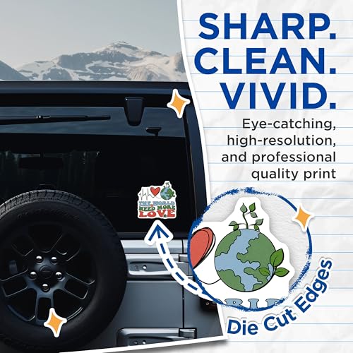 (2 Pack) The World Need More Love Stickers - Heartbeat Earth Decal - Environmental Message Art - 5" On Longest Side - Sticks to Smooth Flat Surfaces - Made in USA - BMCS8956