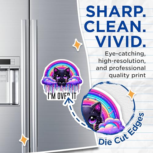 (2 Pack) Black Cat I'm Over It Magnets - Cute Rainbow Cat - Funny Cat Magnets for Home or Office - 5" On Longest Side - for Cars, Fridges, Toolboxes - Made in USA - MAG4586
