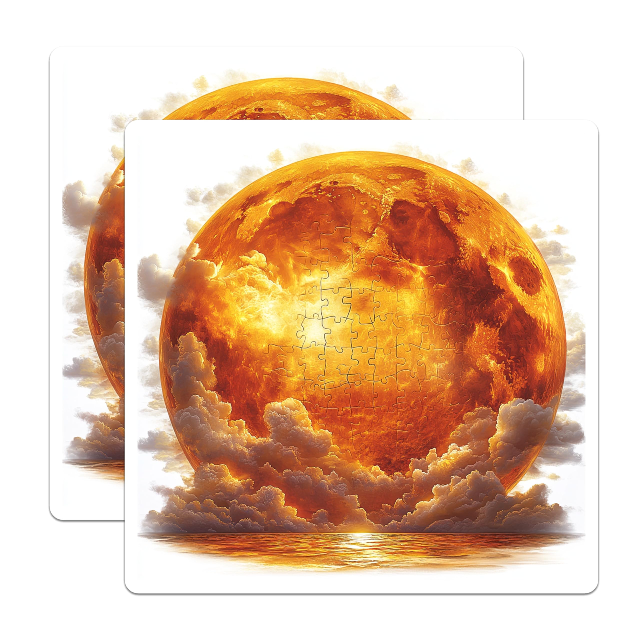 (2 Pack) Blood Moon Magnets - Cosmic Lunar Eclipse - Dark Fantasy Puzzle Art - 5 Inches On Longest Side - Thick Durable Magnet - Made in USA - MAG25774