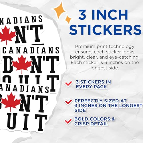 (3 Pack) Canadian Pride Decals - Maple Leaf - Motivation Decal - 3 Inches On Longest Side - Easy Peel & Apply - Made in USA - 3MCS8662