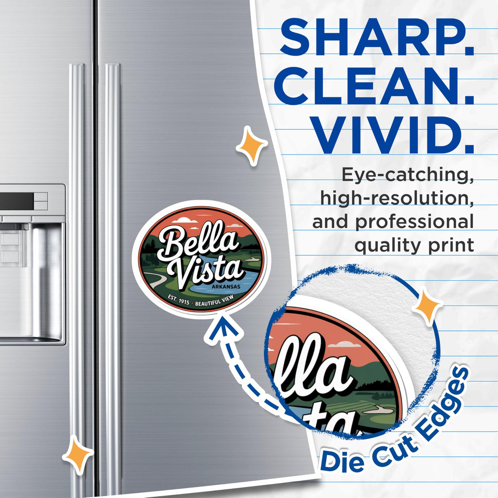 (2 Pack) Bella Vista Arkansas Magnets - Scenic Fridge Magnets - Beautiful View Souvenir - 5" On Longest Side - Premium Magnet - for Cars, Refrigerators, Toolboxes, Lockers - Made in USA - MAG18177