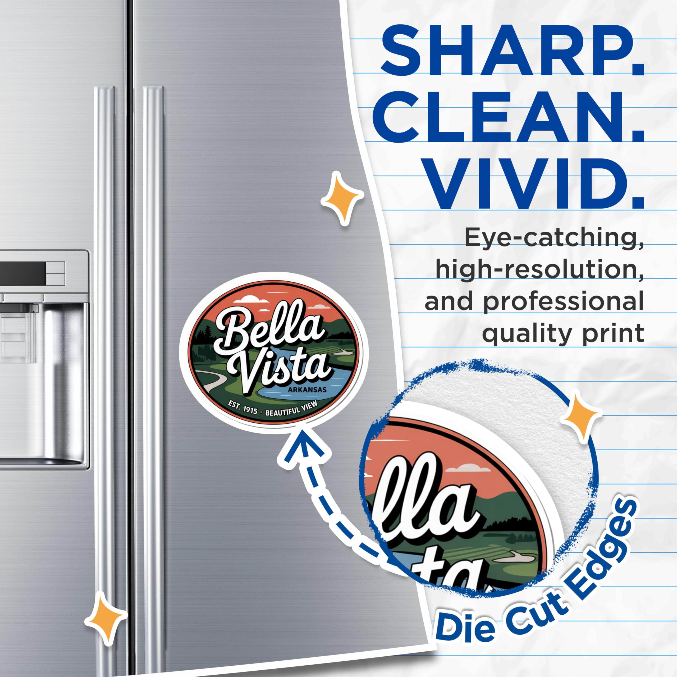 (2 Pack) Bella Vista Arkansas Magnets - Scenic Fridge Magnets - Beautiful View Souvenir - 5" On Longest Side - Premium Magnet - for Cars, Refrigerators, Toolboxes, Lockers - Made in USA - MAG18177