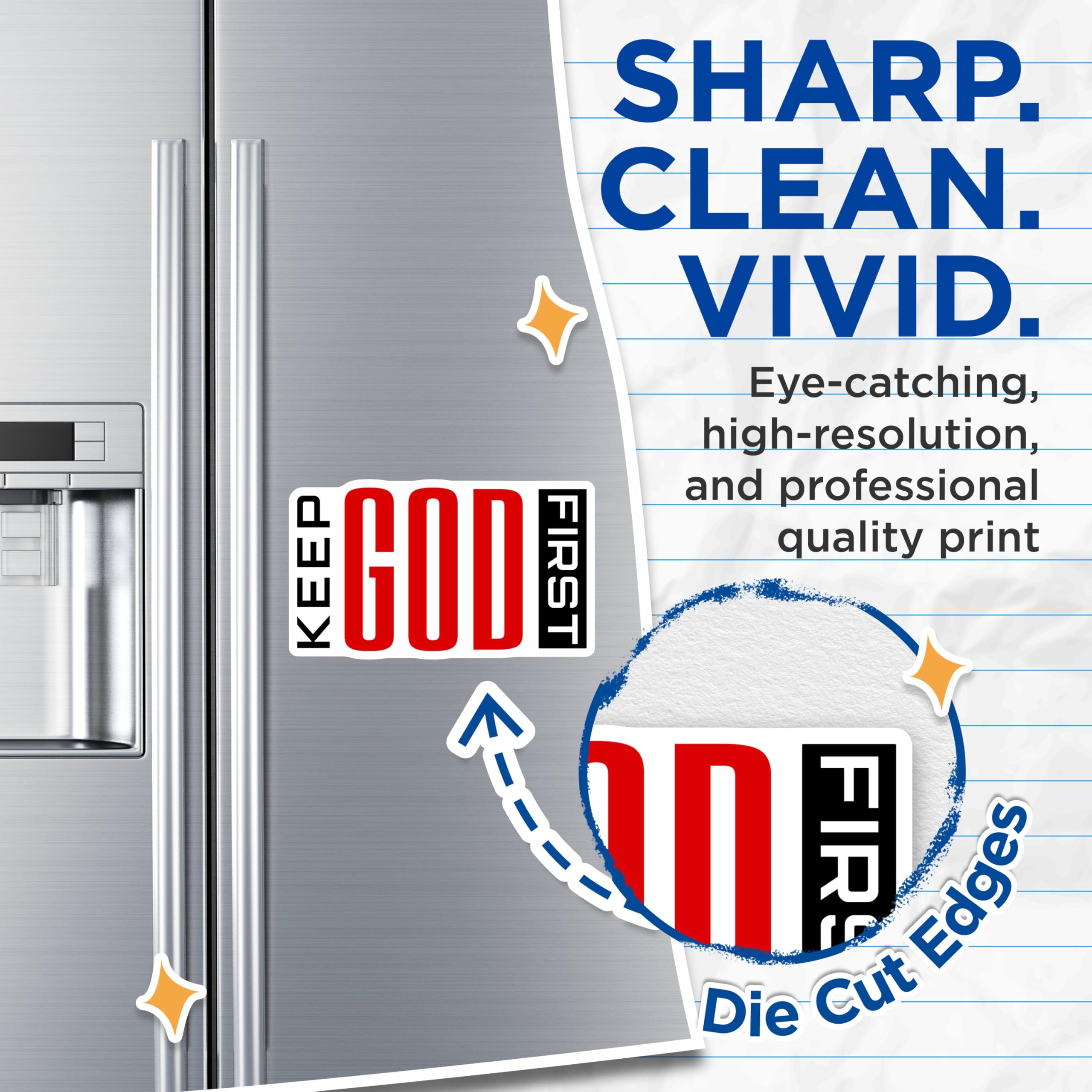 (2 Pack) Keep God First Magnets - Christian Faith Decor - Inspirational Refrigerator Accent - 5 Inches On Longest Side - Thick Durable Magnet - Made in USA - MAG25639