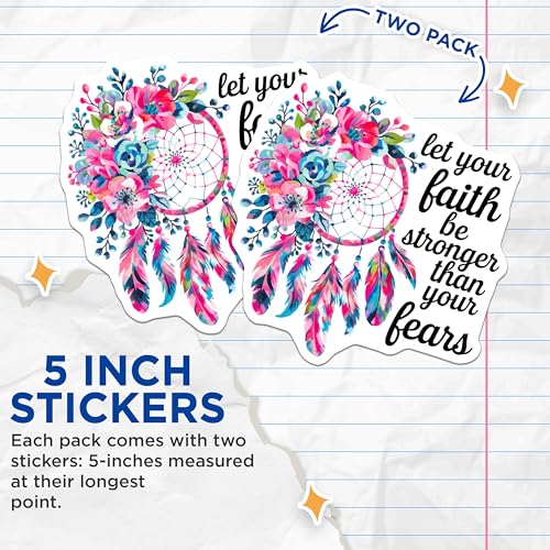 (2 Pack) Inspirational Quote Stickers - Floral Dreamcatcher - Motivational Stickers for Laptops and Water Bottles - 5" On Longest Side - Sticks to Smooth Flat Surfaces - Made in USA - BMCS6472