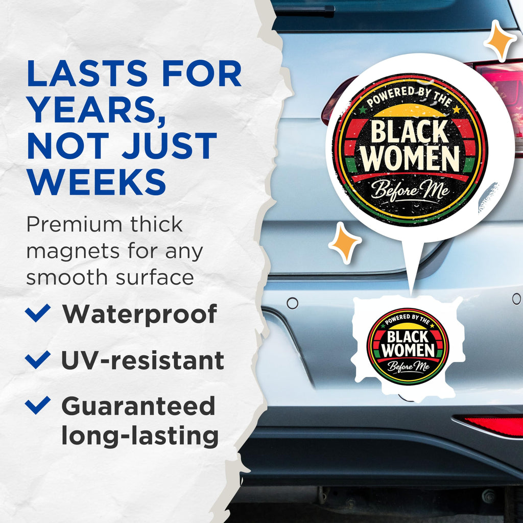(2 Pack) Black Women Empowerment Magnets - Cultural Heritage Statement - Inspirational Affirmation Display - 5 Inches On Longest Side - Thick Durable Magnet - Made in USA - MAG21312