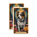 (2 Pack) Border Collie Dog Magnets - Whimsical Tarot Card Style Animal Art - Mystical Floral Pet Decor - Refrigerator Magnets - 5 Inches On Longest Side - Thick Durable Magnet - Made in USA - MAG22826
