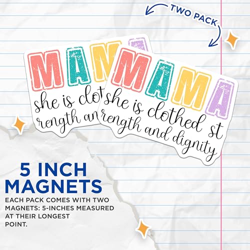 (2 Pack) Mom Quote Magnets Magnets - Inspirational Mom Decor - Mother's Day Magnet Set - 5" On Longest Side - Made in USA - Sticks to Refrigerators & Metal Surfaces - MAG8966