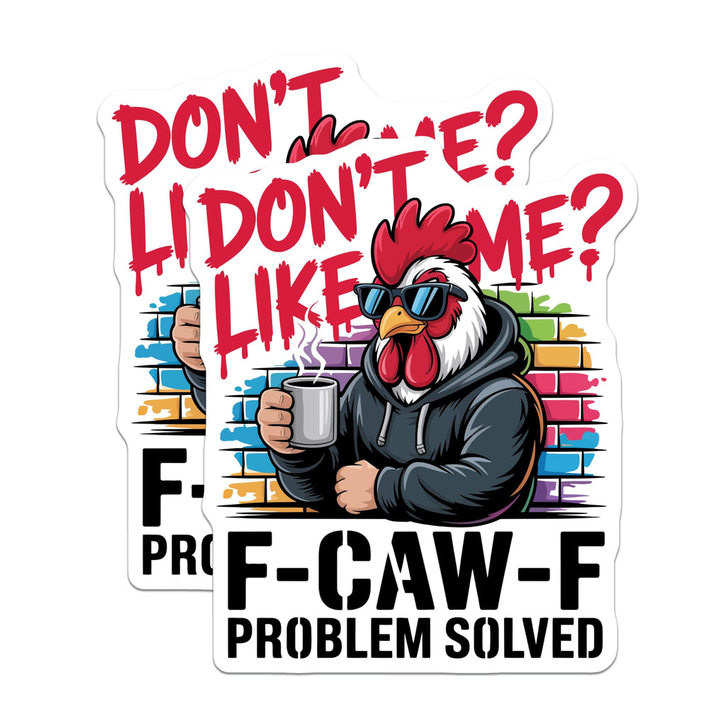 (2 Pack) Sassy Rooster Magnets - Funny Chicken Attitude Coffee Lover - F Caw F Problem Solved Kitchen Decor - 5 Inches On Longest Side - Thick Durable Magnet - Made in USA - MAG22279