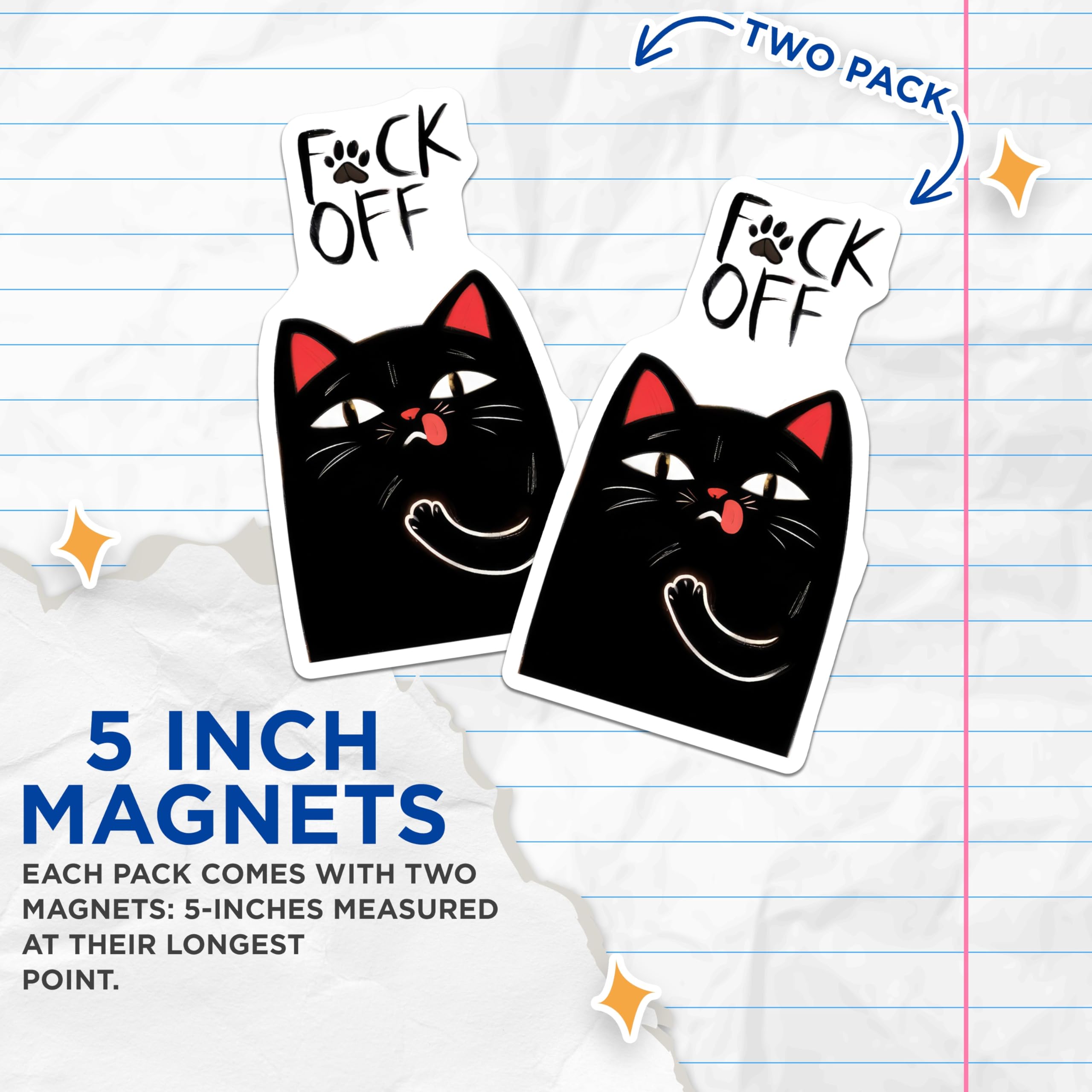 (2 Pack) Sassy Cat Magnets - Rude Humor - Novelty Black Cat Home Decor - 5" On Longest Side - Premium Magnet - for Cars, Refrigerators, Toolboxes, Lockers - Made in USA - MAG16097