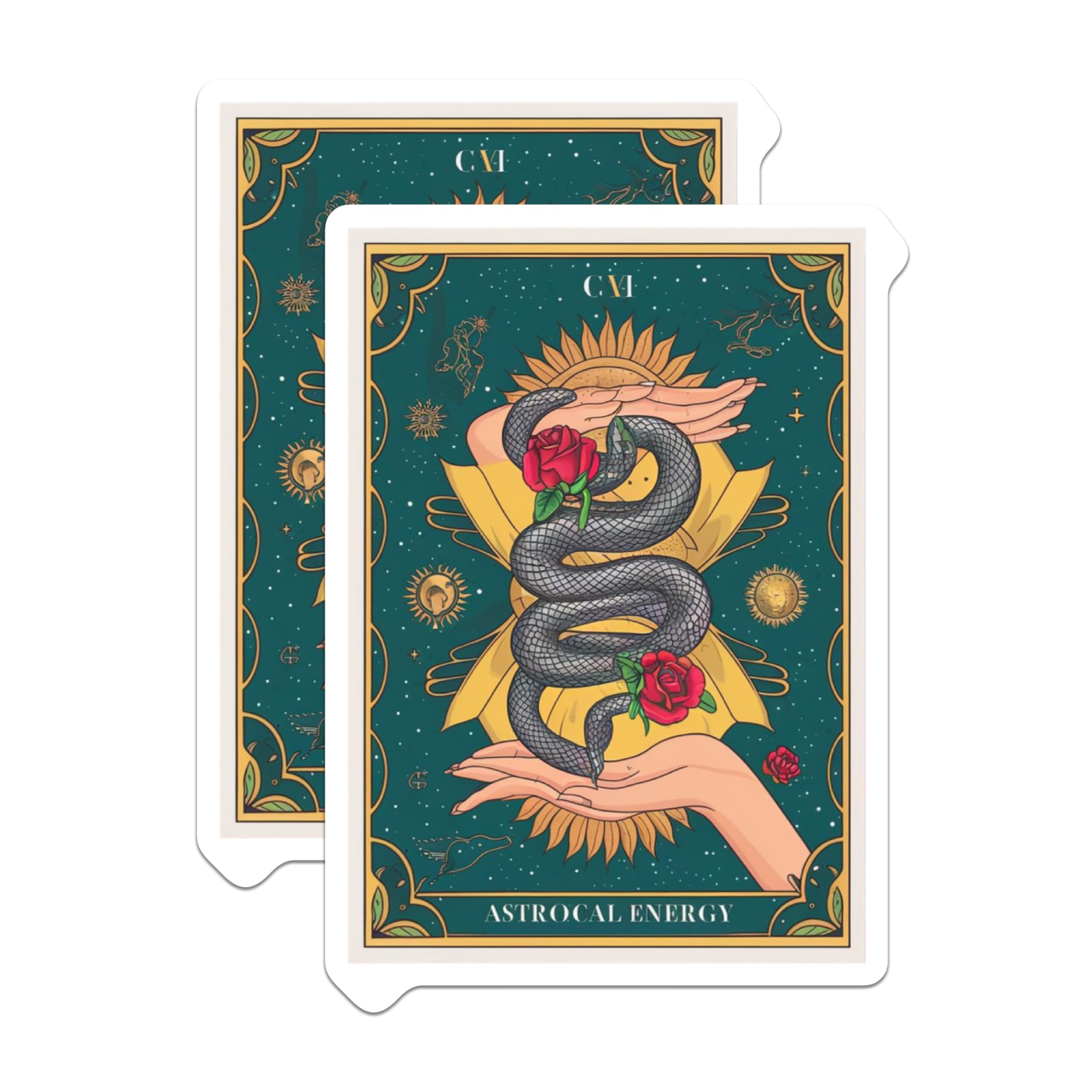 (2 Pack) Astrological Snake Magnets - Mystic Rose Decor - Celestial Energy Art - 5 Inches On Longest Side - Thick Durable Magnet - Made in USA - MAG21209
