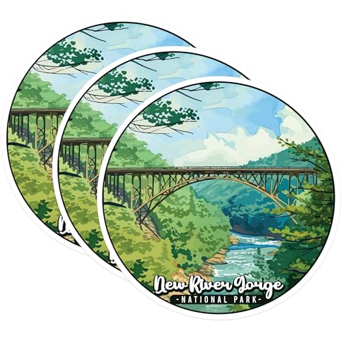 (3 Pack) New River Gorge Decals - National Park Stickers - Laptop Decal - 3 Inches On Longest Side - Easy Peel & Apply - Made in USA - 3MCS0503