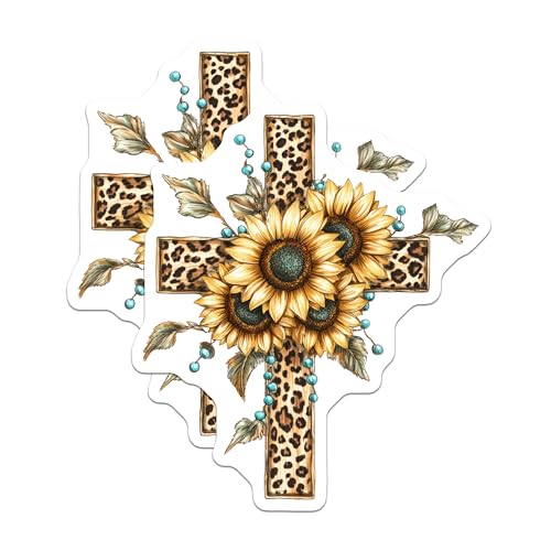 (2 Pack) Sunflower Cross Magnets Magnets - 5" On Longest Side - Made in USA - Sticks to Refrigerators & Metal Surfaces - MAG8727