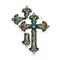 (2 Pack) Leopard Print Cross Stickers - Christian Sticker - Animal Print Faith Decal - 5" On Longest Side - Sticks to Smooth Flat Surfaces - Made in USA - BMCS8728