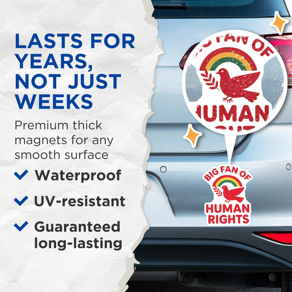 (2 Pack) Human Rights Magnets - Peace Dove Art - Rainbow Equality Magnets - 5" On Longest Side - Premium Magnet - for Cars, Refrigerators, Toolboxes, Lockers - Made in USA - MAG14349