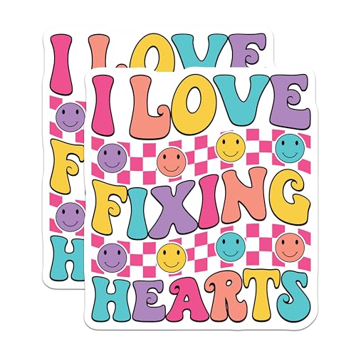 (2 Pack) I Love Fixing Hearts Magnets Magnets - Colorful Smiley Face - 5" On Longest Side - Made in USA - Sticks to Refrigerators & Metal Surfaces - MAG9128