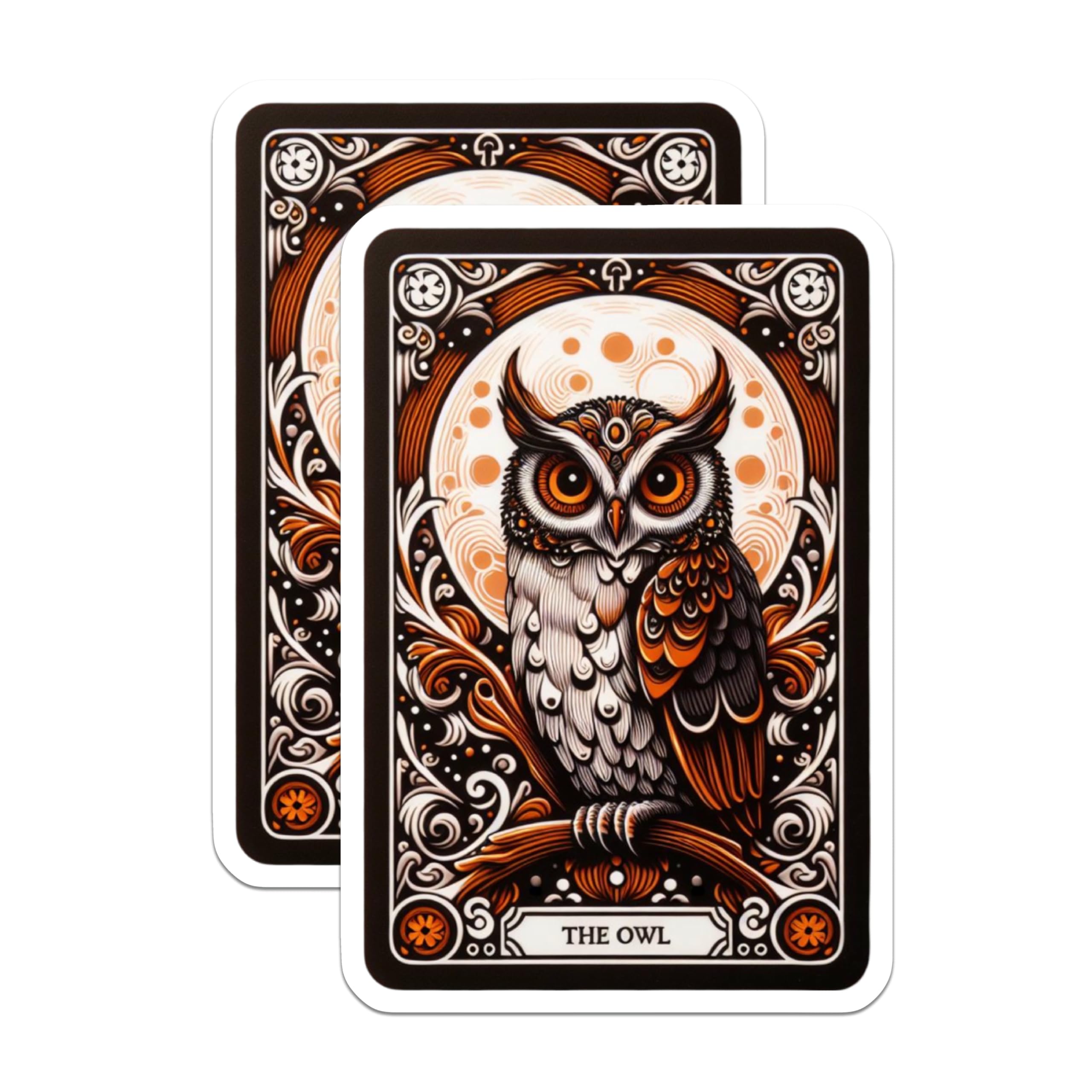 (2 Pack) Ornate Owl Magnets - Mystical Moon Tarot Card Vision - Wise Animal Fridge Decor - Celestial Nocturnal Bird Design - 5 Inches On Longest Side - Thick Durable Magnet - Made in USA - MAG22381
