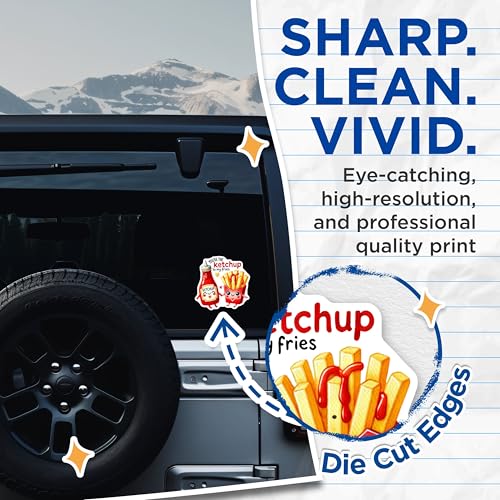 (2 Pack) Ketchup and Fries Stickers - Cute Food Stickers - Friendship Stickers for Laptops and Notebooks - 5" On Longest Side - Sticks to Any Smooth Flat Surface - Made in USA - BMCS3515