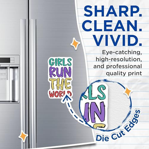 (2 Pack) Girls Run The World Magnets Magnets - Inspirational Quote - Empowerment Message - 5" On Longest Side - Made in USA - Sticks to Refrigerators & Metal Surfaces - MAG8338