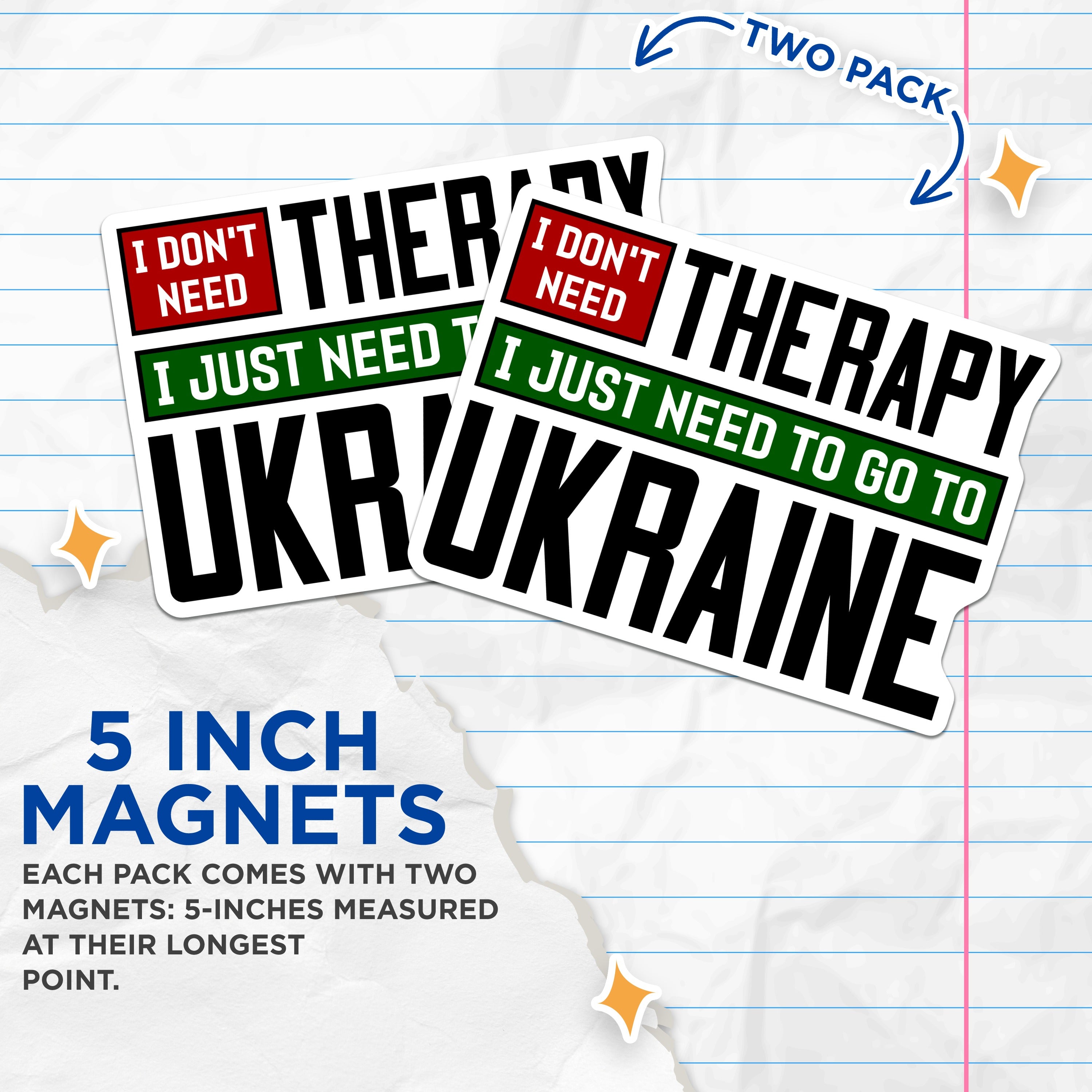 (2 Pack) Ukraine Support Magnets - Activist Statement - Freedom Message - Solidarity Decor for Fridge - 5 Inches On Longest Side - Thick Durable Magnet - Made in USA - MAG39256