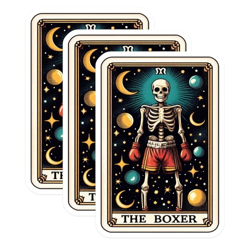 (3 Pack) The Boxer Decals - Skeleton Tarot Card - Laptop Decal - 3 Inches On Longest Side - Easy Peel & Apply - Made in USA - 3MCS4126