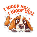 (2 Packs) I Woof You Bloodhound Stickers - Bloodhound Mom Or Dad Decals - 5 Inches On Longest Side - Premium Vinyl Decal - Sticks to Any Smooth Flat Surface - Made in USA - BMCS2371