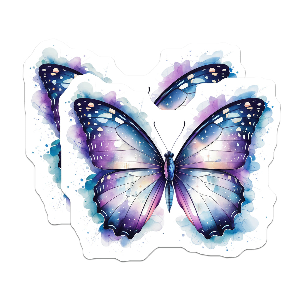 (2 Pack) Galaxy Butterfly Magnets - Watercolor Starry Wings - Aesthetic Fridge Locker Decor - 5 Inches On Longest Side - Thick Durable Magnet - Made in USA - MAG36789