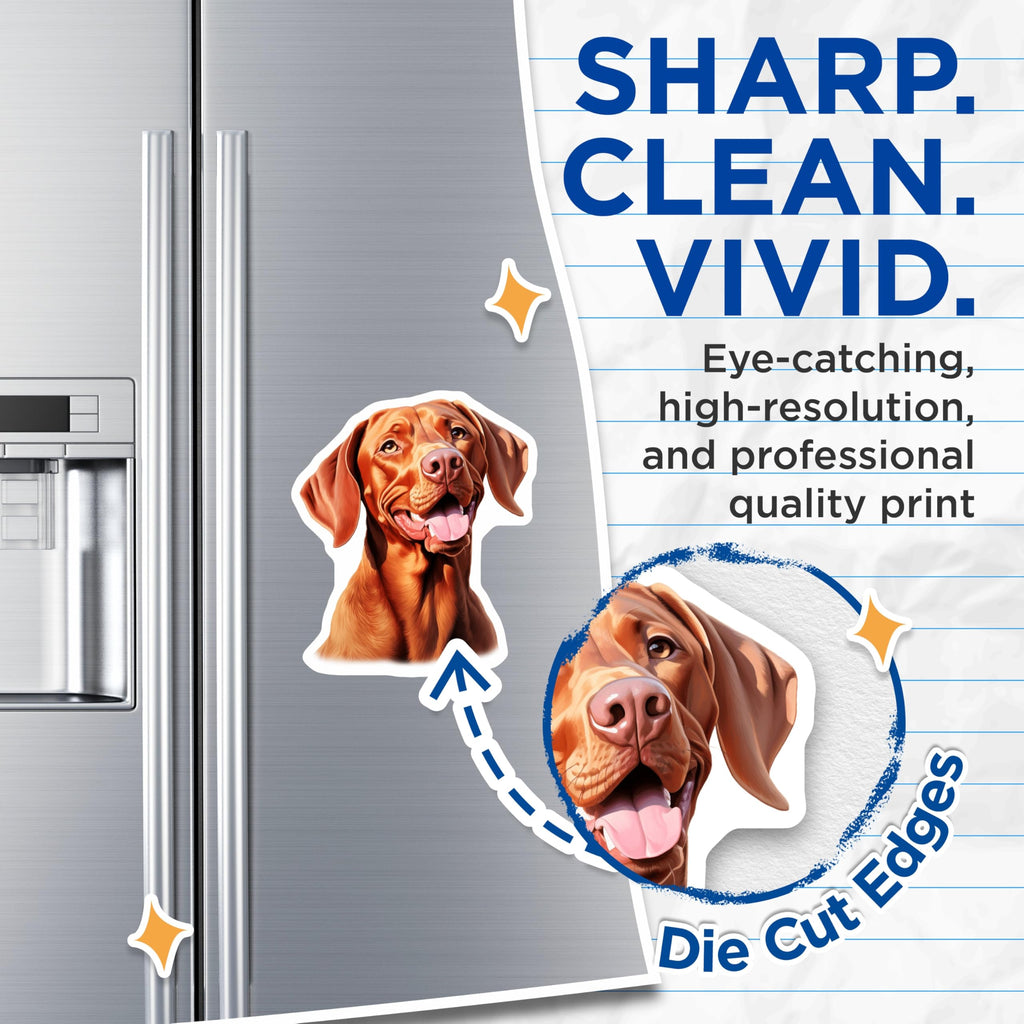 (2 Pack) Vizsla Dog Magnets - Happy Vizsla Pet Portrait - Dog Mom Dad Car Decor - Animal Lover Fridge Display - 5 Inches On Longest Side - Thick Durable Magnet - Made in USA - MAG26373