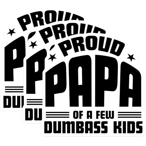 (3 Pack) Proud Papa Decals - Funny Dad Saying - Dad Decal - 3 Inches On Longest Side - Easy Peel & Apply - Made in USA - 3MCS4042