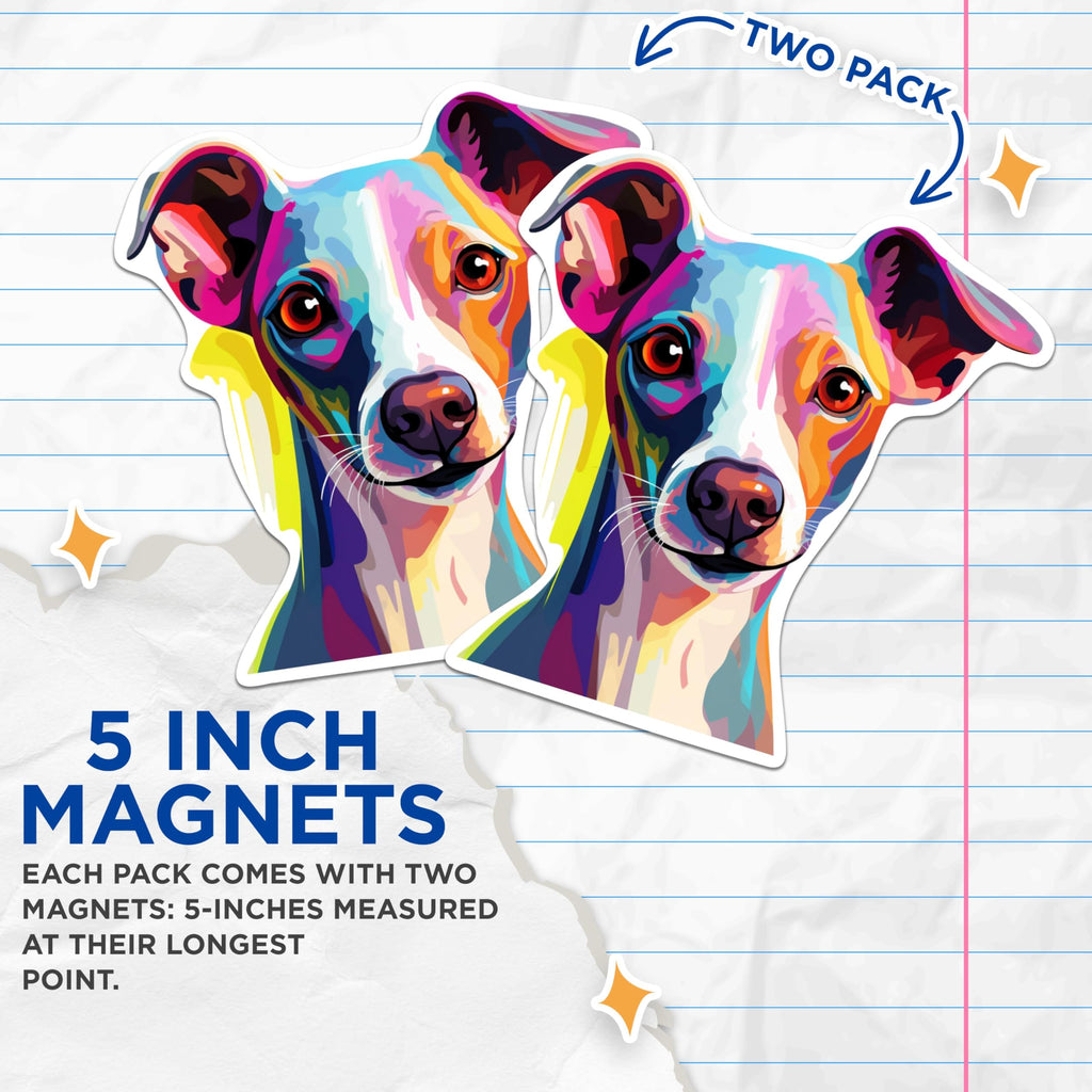 (2 Pack) Italian Greyhound Dog Breed Magnets - 5 Inches On Longest Side - Choose from Over 100 Dog Breeds - for Cars, Refrigerators, Toolboxes - Made in USA - MAG1882
