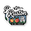 (2 Pack) Ruston Magnets - Peach City - Bulldog Magnets - 5" On Longest Side - Premium Magnet - for Cars, Refrigerators, Toolboxes, Lockers - Made in USA - MAG17684