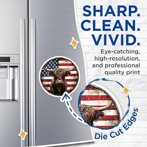(2 Pack) American Flag Decor for Home Magnet - Farmhouse Kitchen Decor - 5" On Longest Side - Sticks to Smooth Flat Surfaces - Made in USA - MAG10035
