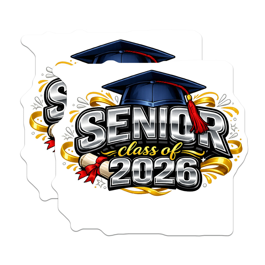 (2 Pack) Senior Class of 2026 Magnets - Graduation Celebration - High School College Graduate Decor - 5 Inches On Longest Side - Thick Durable Magnet - Made in USA - MAG36543