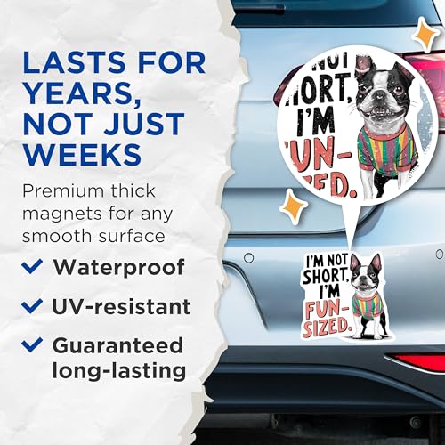 (2 Pack) I'm Not Short I'm Fun-Sized Magnets Magnets - 5" On Longest Side - Made in USA - Sticks to Refrigerators & Metal Surfaces - MAG8518