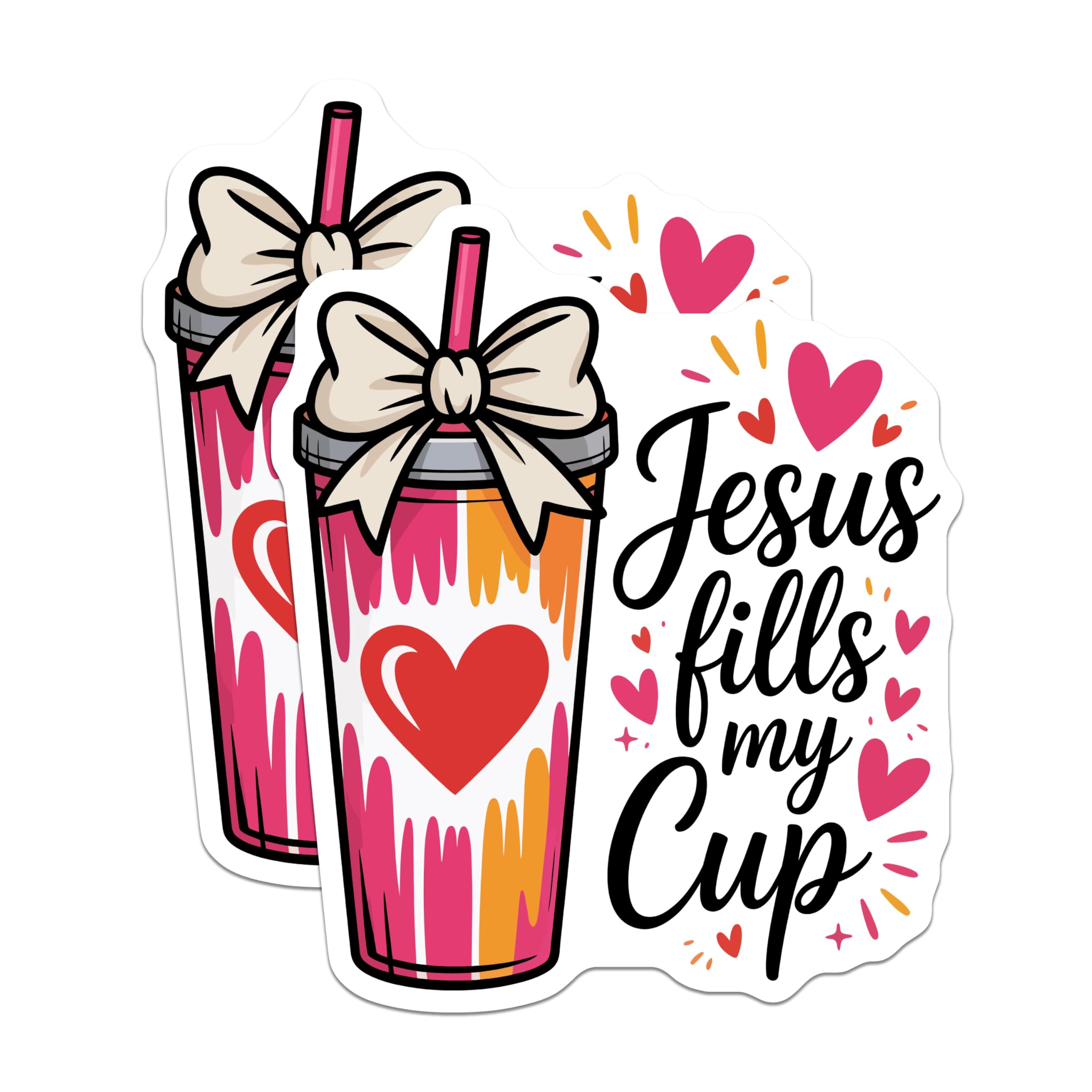 (2 Pack) Christian Magnets - Jesus Fills My Cup Design - Religious Inspiration Magnets - 5 Inches On Longest Side - Thick Durable Magnet - Made in USA - MAG20478