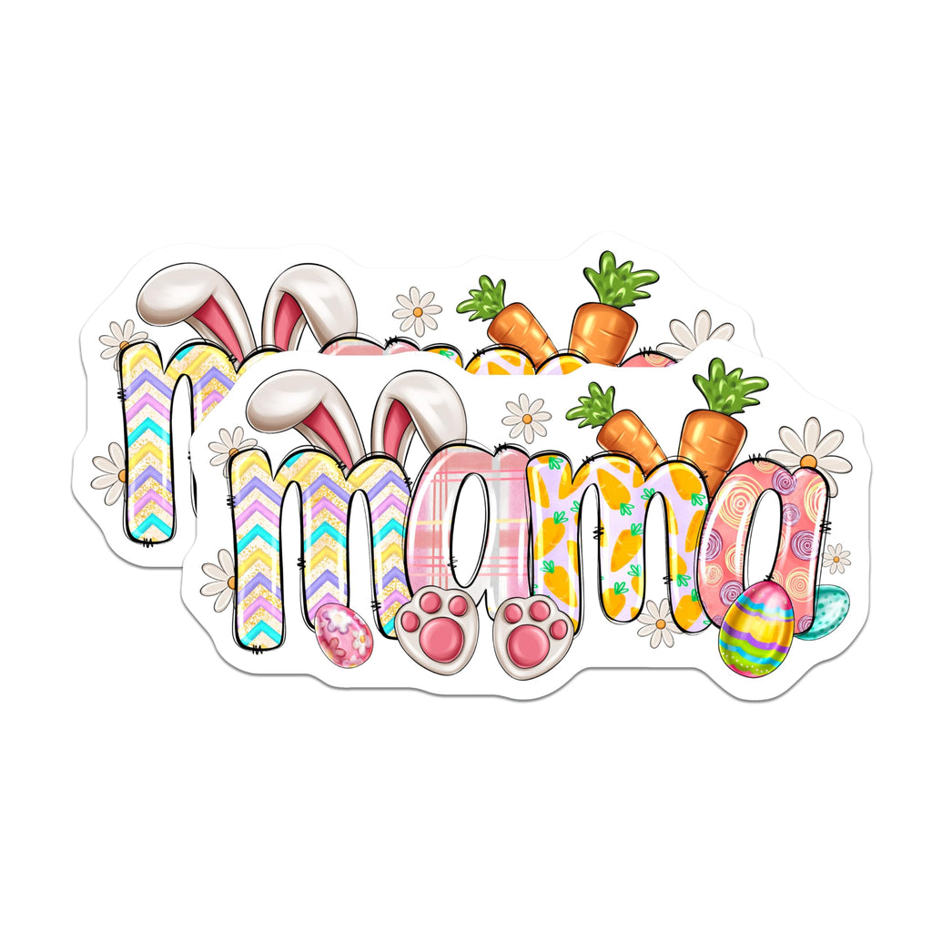 (2 Pack) Easter Mama Magnets - Bunny Ears Paws Carrots - Spring Holiday Refrigerator Decor - 5 Inches On Longest Side - Thick Durable Magnet - Made in USA - MAG24902