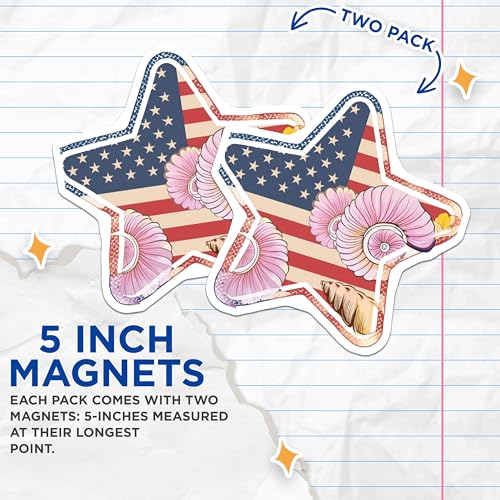 (2 Pack) Star Shaped American Flag Magnets Magnets - Seaside Shells Decal - Patriotic Home Decor - 5" On Longest Side - Made in USA - Sticks to Refrigerators & Metal Surfaces - MAG8994