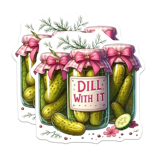 (2 Pack) Pickle Lover Stickers - Funny Dill Pun - Unique Jar Pickle Decal - 5" On Longest Side - Sticks to Smooth Flat Surfaces - Made in USA - BMCS9941