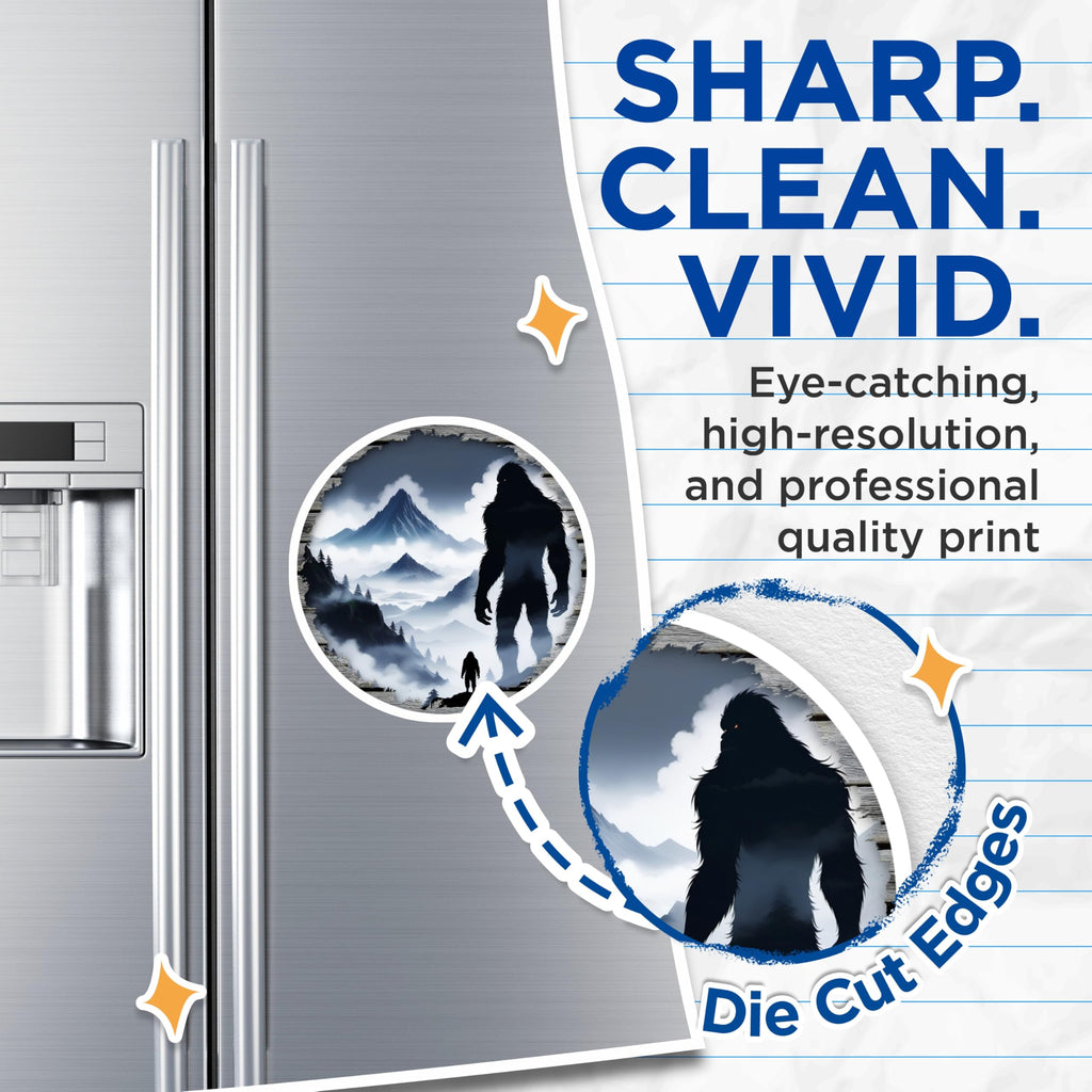 (2 Pack) Bigfoot Magnets - Sasquatch Cryptid Mountain Decor - PNW Woodland Lore Refrigerator Magnets - 5 Inches On Longest Side - Thick Durable Magnet - Made in USA - MAG26452