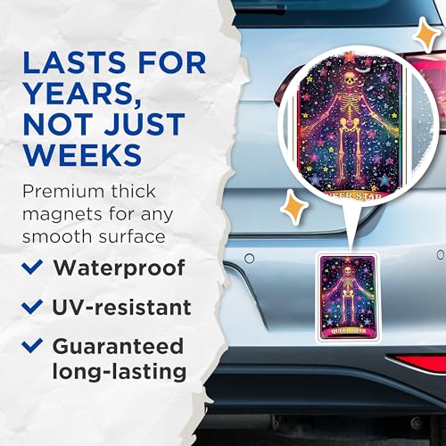 (2 Pack) Queer Star Magnets - Skeleton Magnets - Rainbow Star Magnets - 5" On Longest Side - for Cars, Fridges, Toolboxes - Made in USA - MAG4259