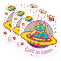 (3 Pack) Get in Loser Decals - Space Cat - Laptop Decals - 3 Inches On Longest Side - Easy Peel & Apply - Made in USA - 3MCS2288