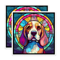 (2 Pack) Beagle Dog Magnets - Stained Glass Style - Artistic Beagle Puppy Decor - 5" On Longest Side - Premium Magnet - for Cars, Refrigerators, Toolboxes, Lockers - Made in USA - MAG16345